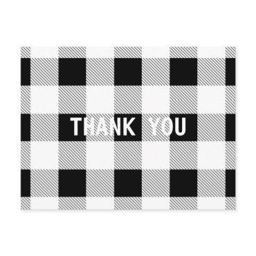 rustic farmhouse black white buffalo plaid party postcard