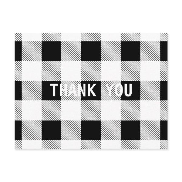 rustic farmhouse black white buffalo plaid party postcard