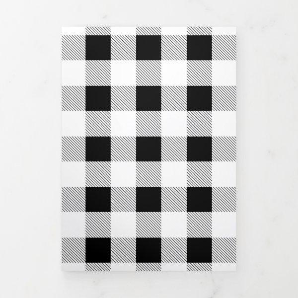 rustic farmhouse black white buffalo plaid party Tri-Fold announcement