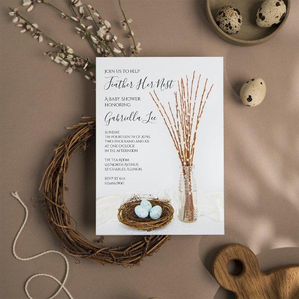 Rustic Feather Her Nest Blue Eggs