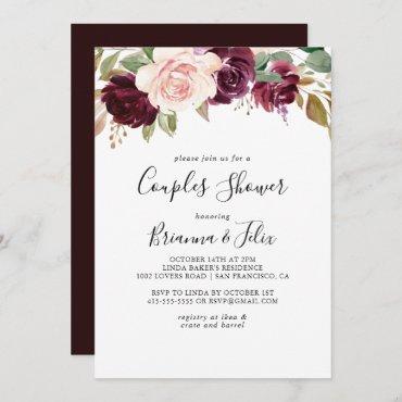 Rustic Floral and Botanical Foliage Couples Shower Invitation