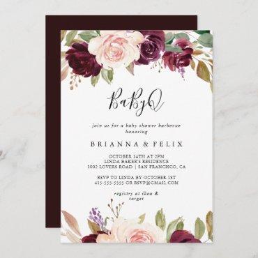 Rustic Floral Botanical BabyQ Baby Shower Barbecue