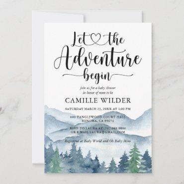Rustic Forest Adventure Mountains Baby Shower Invitation