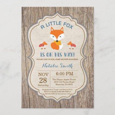 Rustic Fox Baby Shower Invitation Boy