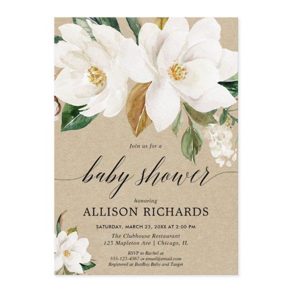 Rustic gender neutral magnolia floral