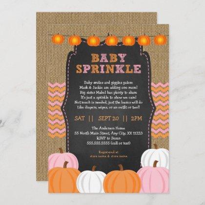 Rustic Girl Pumpkin baby sprinkle invitation