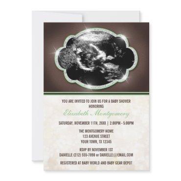 Rustic Glitter Green Sonogram