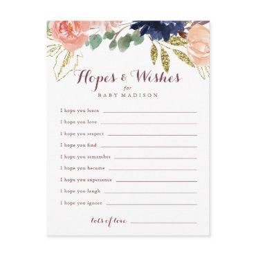Rustic Gold Baby Shower Hopes & Wishes Card