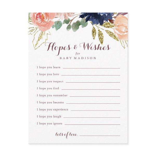 Rustic Gold Baby Shower Hopes & Wishes Card