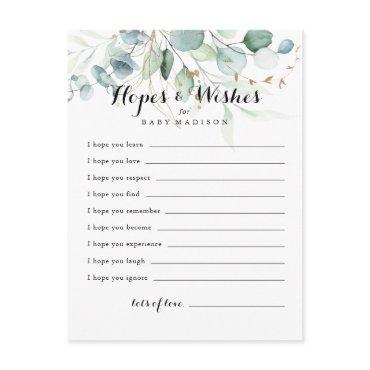 Rustic Gold Floral Baby Shower Hopes & Wishes Card