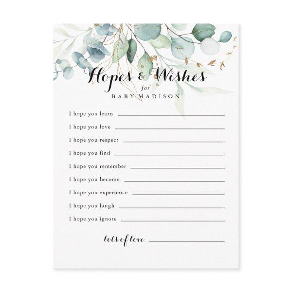 Rustic Gold Floral Baby Shower Hopes & Wishes Card
