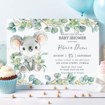 Rustic Greenery Eucalyptus Koala Baby Shower Boy
