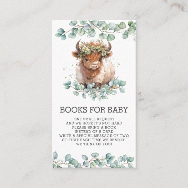 Rustic Greenery Highland Cow Books for Baby Enclosure Card