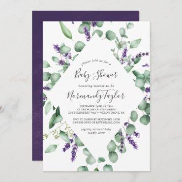 Rustic Lavender and Eucalyptus Baby Shower Invitation