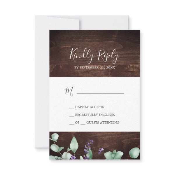 Rustic Lavender | Wooden Simple RSVP Card