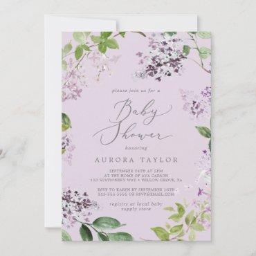 Rustic Lilac | Lavender Baby Shower Invitation