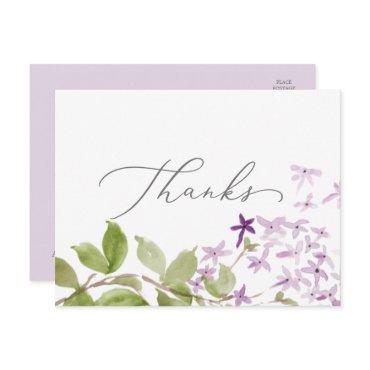 Rustic Lilac Thanks Postcard