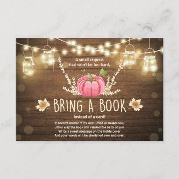Rustic Little Pumpkin Baby Shower Bring a Book Invitation