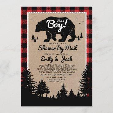 Rustic Lumberjack Baby Shower By Mail Invitation