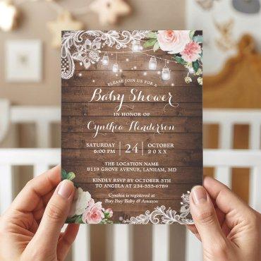 Rustic Mason Jar Lights Lace Floral