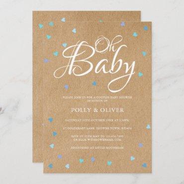 Rustic Oh Baby Love Hearts Couples Baby Boy Shower