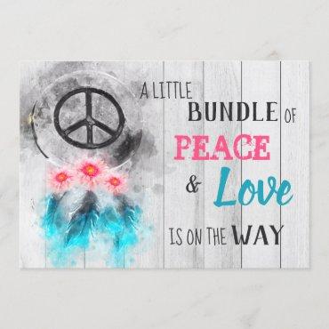 *~* Rustic Peace & Love Hippy Neutral Baby Shower Invitation