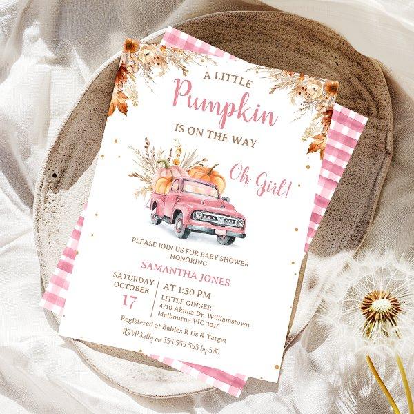 Rustic Pink Truck Little Pumpkin