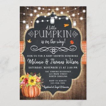 Rustic Pumpkin Fall Baby Shower Invitation