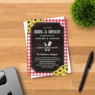 Rustic Red Gingham Sunflowers Baby-Q Shower Acrylic