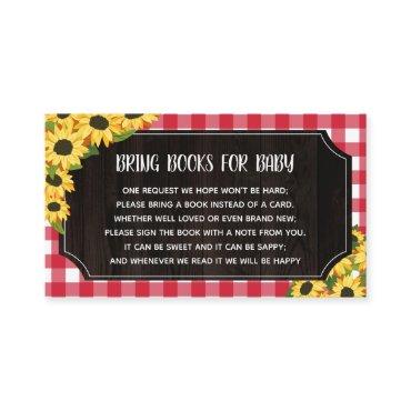 Rustic Red Gingham & Sunflowers Books For Baby Enclosure Card