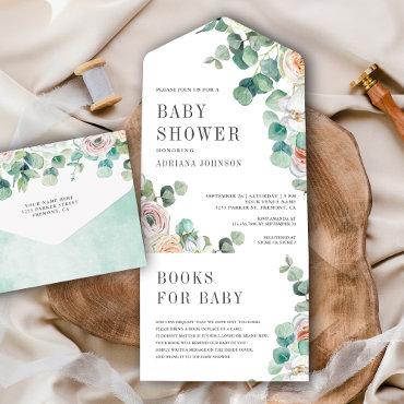 Rustic Soft Roses Eucalyptus Baby Shower All In One