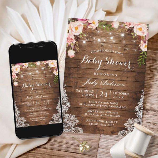 Rustic String Lights Lace Floral