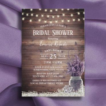 Rustic String Lights Lavender Floral Bridal Shower