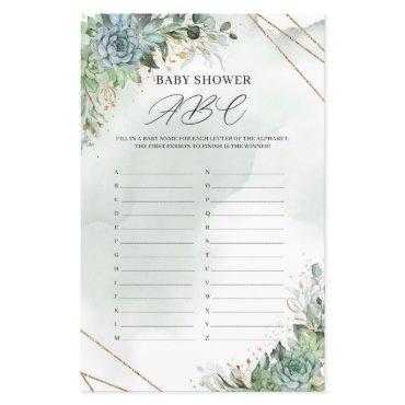 Rustic succulents greenery gold Baby Shower ABC