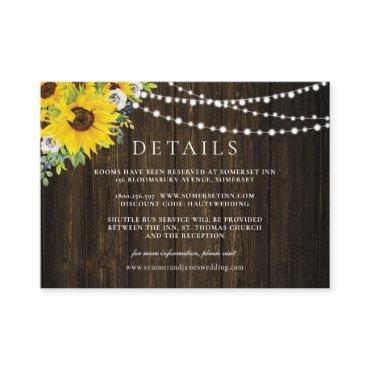 Rustic Sunflower Floral Greenery Wedding Details   Enclosure Card