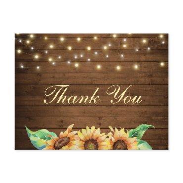 Rustic Sunflower Wedding Bridal Shower Thank You Postcard