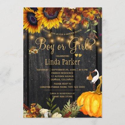 Rustic sunflowers fall baby shower gender reveal