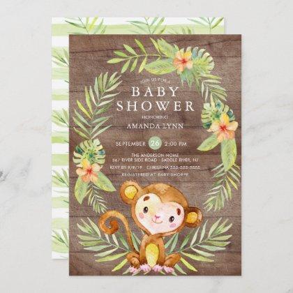 Rustic Sweet Monkey Boy Baby Shower Invitation