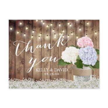 Rustic Wedding Thank You Hydrangea & Baby's Breath Postcard