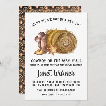 Rustic Western Rodeo Cowboy Baby Shower Invitation