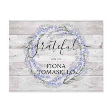 Rustic Wood Lavender Wreath Baby Shower Thank You Postcard