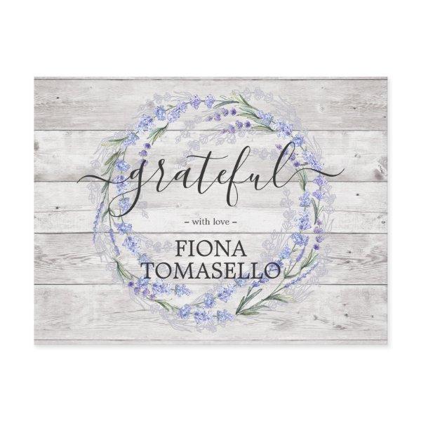 Rustic Wood Lavender Wreath Baby Shower Thank You Postcard