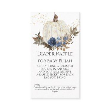 Rustic Wood Navy Dusty Blue Floral Diaper Raffle Business Card