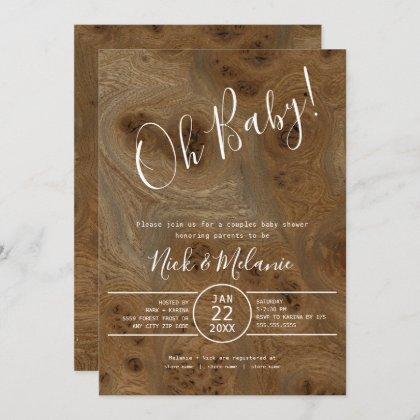 Rustic Wood Oh Baby co-ed baby shower Invitation