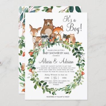 Rustic Woodland Animals Baby Shower by Mail Boy Invitation