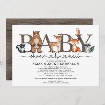 Rustic Woodland Animals Baby Shower By Mail Invitation