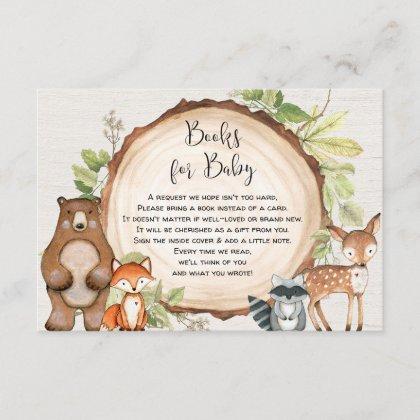 Rustic Woodland animals book request baby shower E Enclosure Card