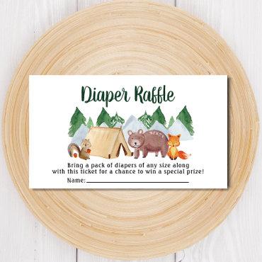 Rustic Woodland Animals Diaper Raffle Baby Shower Enclosure Card