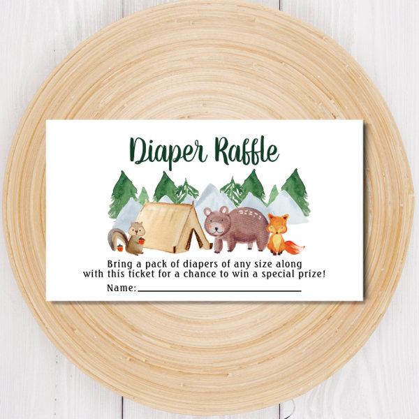 Rustic Woodland Animals Diaper Raffle Baby Shower Enclosure Card