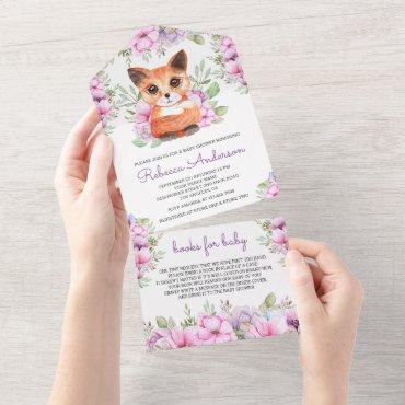 Rustic Woodland Cute Floral Fox Baby Shower All In One